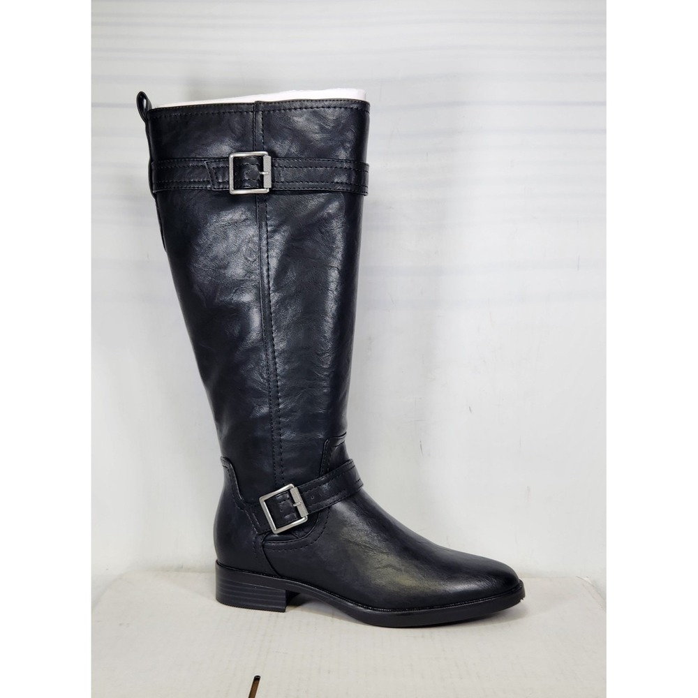 Naturalizer Tiernan Riding Boots Women Size 7 Black Wide Calf Buckle Straps